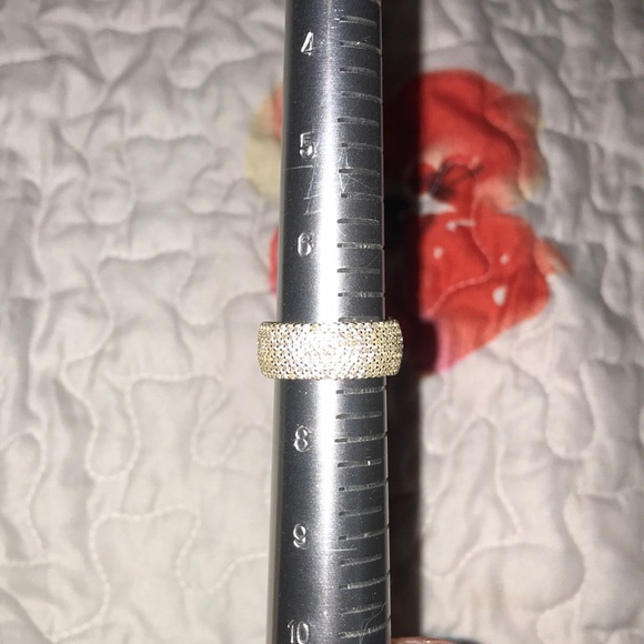 Sterling silver and 18kt gold plated pave band - Picture 4 of 9